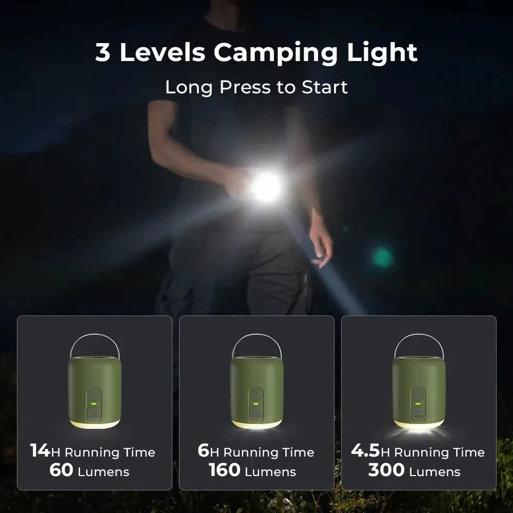 Tiny Air Pump with Camping Lantern 4.5Kpa Air Pump with Magnetic Design for Inflatable Air Mattress Sleeping Pads