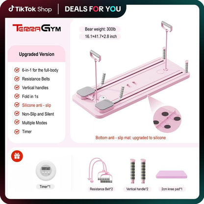 Terragym Pilates Board,Multi-Functional Ab Exercise Board,Foldablehome Pilates Reformer with Knee Mat ,Timer Andresistance Bands,Abs Workout Equipment Forabdominal & Core Strength Training #Tiktokshopblackfriday #Tiktokshopcybermonday
