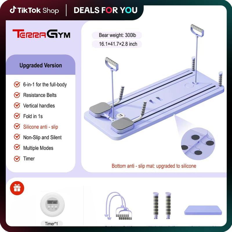 Terragym Pilates Board,Multi-Functional Ab Exercise Board,Foldablehome Pilates Reformer with Knee Mat ,Timer Andresistance Bands,Abs Workout Equipment Forabdominal & Core Strength Training #Tiktokshopblackfriday #Tiktokshopcybermonday