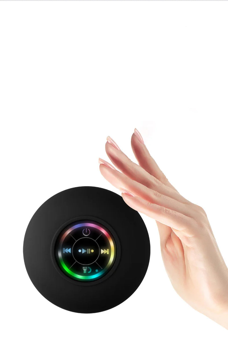 Portable Waterproof Bluetooth Shower Speaker with Suction Cup and LED Lights 3D Surround Stereo Subwoofer