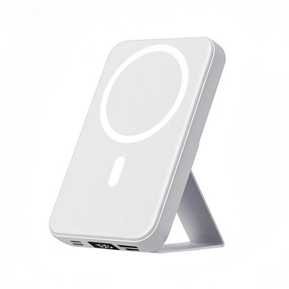 Magnetic Power Bank 10000Mah Wireless Portable Charger with USB-C Cable LED Display Foldable Battery Pack for Iphone 16/15/14/13/12/Pro/Pro Max Series Charging Compact Silicone Black