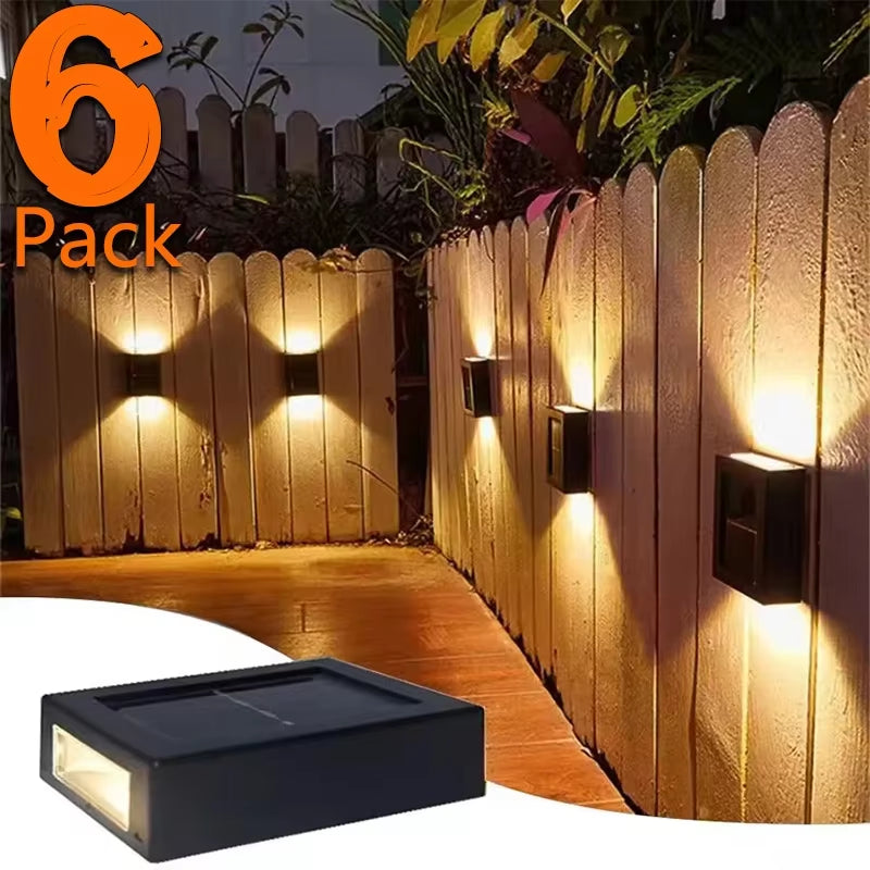 1~6Pcs Solar Light Outdoor up and down Wall Washer Light Waterproof Solar Lamp Garden Street Balcony Yard Stairs Fence Decor