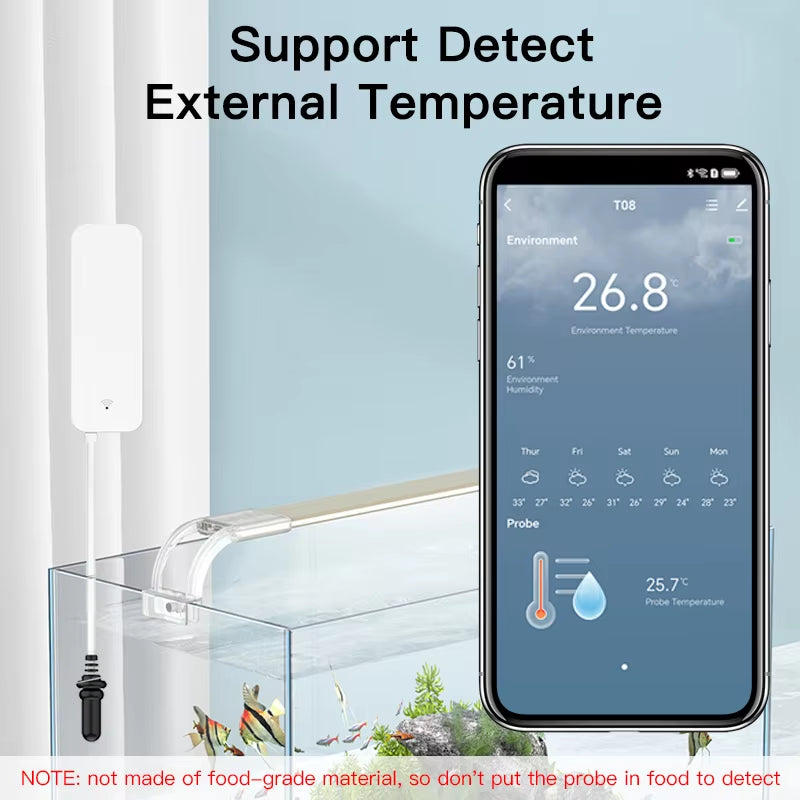 Wifi Temperature and Humidity Sensor External Probe Remote Control Smart Home Monitor Wrok with Alexa Tuya Smart Life