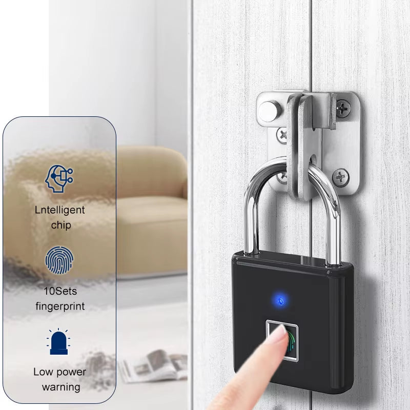 Fingerprint Padlock Smart Lock 05S Unlock 180 Days Battery IP55 Waterproof Type-C Rechargeable for Luggage Backpack Gym Locker