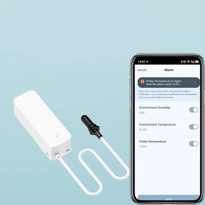 Wifi Temperature and Humidity Sensor External Probe Remote Control Smart Home Monitor Wrok with Alexa Tuya Smart Life